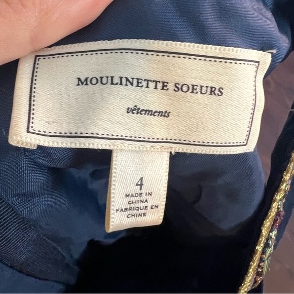 Moulinette Soeurs Anthropologie Embellished Beaded Sequin Navy - Picture 8 of 9